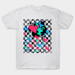 Rock Bunny Checkerboard (Dark Version) T-Shirt